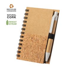 Mini notesbog med kuglepen af genbrugte materialer