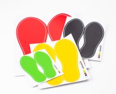 Fodspor til gulvet i forskellige størrelser og farver