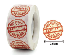 Handmade 100% original klistermærker på rulle, 500 stk, 25mm