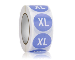 Blå størrelses klistermærker til tøj XL - 500 stk, 25mm