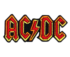 AC/DC stofmærke med strygelim 100x45mm