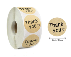 Thank you, klistermærker på rulle, 500 stk, 25mm