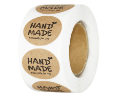 Handmade klistermærker 25mm, rulle med 500 stk.