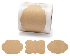 Labels af kraftpapir på rulle, 3 designs, 250 stk, 50x30mm