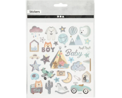 Babyshower klistermærkeark - Blå babyboy