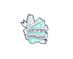 Certified bookworm bog pin