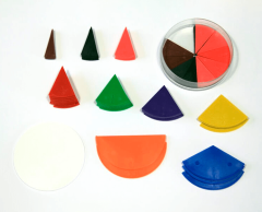 Rundt brøkregning sæt 10 farver, 71 dele - ø10 cm