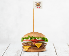 Burgerflag med lang pind - med eget logo