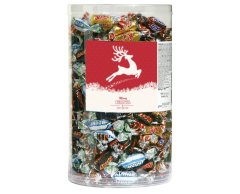 Kæmpe Julegave rør med 3000g mars blanding med Printet label på røret