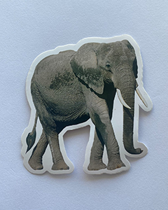 Elefant klistermærke - 75x80mm Diecut specialform