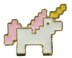 Pixel enhjørning pin med pink hanekam 18x20mm