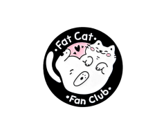 Fat cat fanklub pin - katteelsker / kattedame-pin, 30x30mm