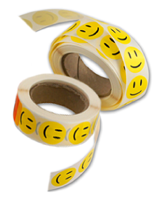 Gule Glade smiley klistermærker 2 cm