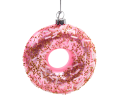 Glas julekugler formet som donuts, med eget motiv