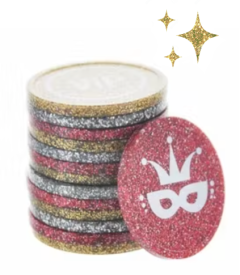 Printede glitter poletter 