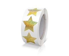 Glitter Hologram Guld Stjerne Klistermærker, 25mm, 500 stk.