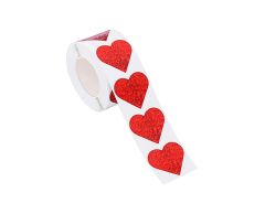 Glitter Hologram Rød Hjerte Klistermærker, 25mm, 500 stk.