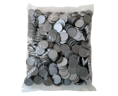 Grå plast poletter 25mm - Pose med 500 stk.