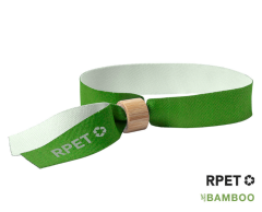 Grønne RPET event armbånd med bambuslås - uden tryk