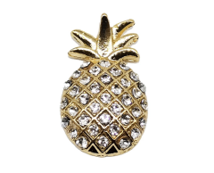 Smuk guld ananas bling pin broche med similisten 23x13mm