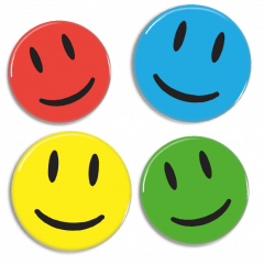 Glad smiley badge