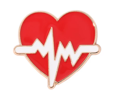 EKG hjerterytme broche - Elektrokardiogram pin, 41x45mm