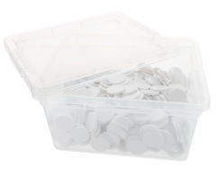 Hvide poletter af plast 25mm - Pose med 500 stk.