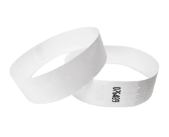 Hvide Tyvek armbånd uden tryk med sikkerhedslim