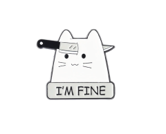 "I'm fine" pin med sarkastisk kat, 28x26mm