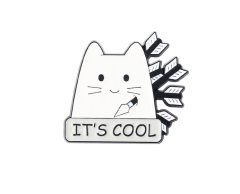 "It's cool" meme pin - Kat med pile i ryggen, 25x28mm