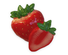 Jordbær køleskabsmagnet, 3D frugt magnet, 47x40mm