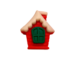 Lille snedækket hus gipsmagnet, 26x23mm