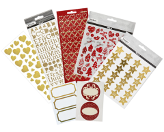 Stor jule klistermærke sampak, 7 slags - Til indpakning og julekort