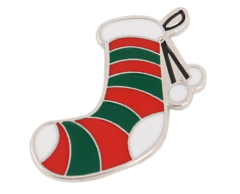 Julesok pin rød grøn stribet 25x26mm