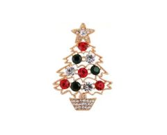 Juletræ med store rhinsten broche