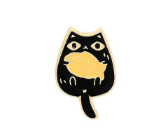 Lille katte pin med fisk 20x13mm