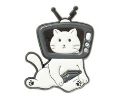Kat med TV på hovedet pin