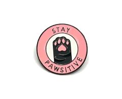 Stay pawsitive kattepote pin