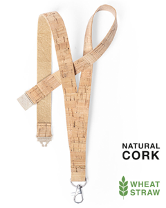 Kork nøglesnor med tekstur + breakaway spænde - uden tryk