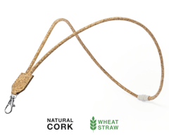 Smal kork nøglesnor med standard krog + lås af stivelse