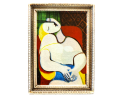 Drømmen af Pablo Picasso, køleskabsmagnet mini-maleri, 76x55mm