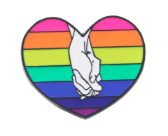 Hånd i hånd emalje pin - LGBT hjerte 32x26mm