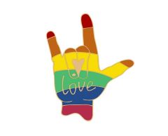 Love regnbue håndtegn pin