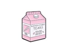 Mælkekarton business student tears pin, lyserød