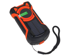 Luksus nødradio med AM / FM radio, solceller, SOS-alarm, håndsving, LED lommelygte, læselampe, power bank mm.