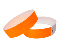 Neon orange Tyvek armbånd uden tryk med sikkerhedslim