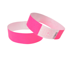 Neon pink Tyvek armbånd uden tryk med sikkerhedslim