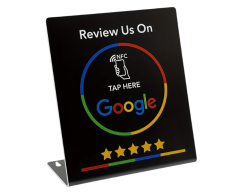 Google anmeldelse PVC L skilt med NFC-chip, sort, 12 * 14 * 5 cm.