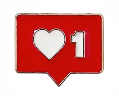 'Synes godt om' emalje pin, ny notifikation, 18x15mm