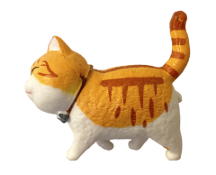 Orange hvid kat køleskabsmagnet - 45x40mm